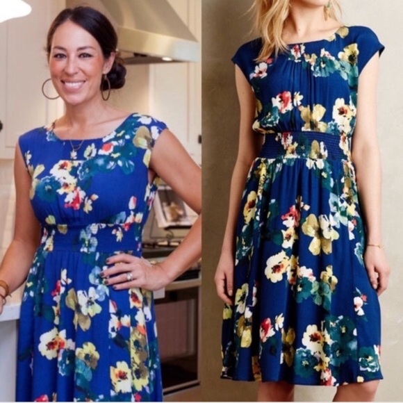 Anthropologie Maeve Evaline Blue Floral 